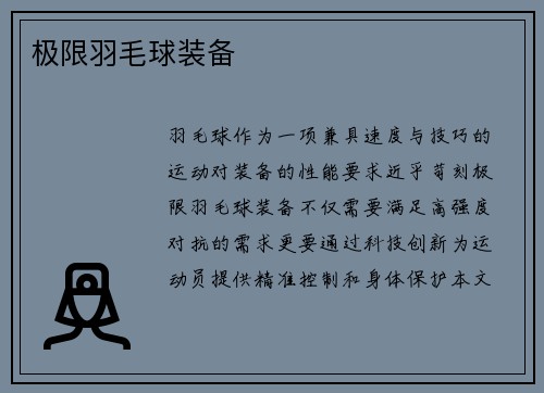 极限羽毛球装备
